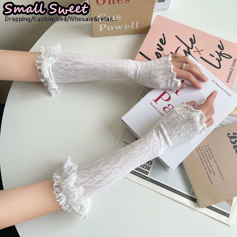 Fingerless Glove Knit - Женские белые нарукавники в стиле Харадзюку,