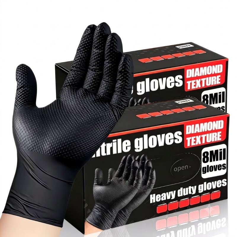 Nitrile Mechanic Glove - Прочные черные промышленные нитриловые перчатки одноразовые