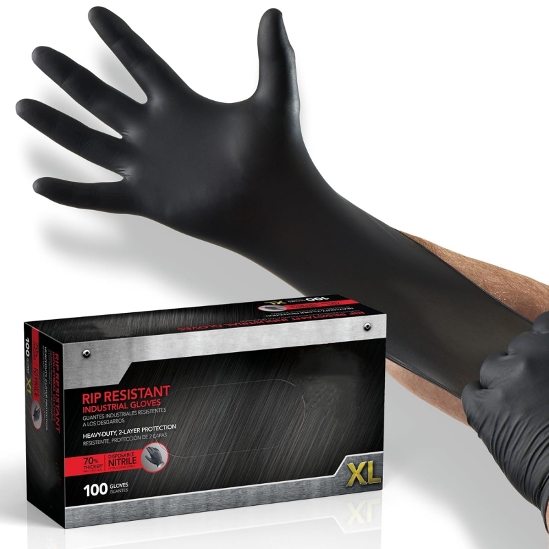 Nitrile Mechanic Glove - 100 шт. черных нитриловых перчаток, одноразовые,